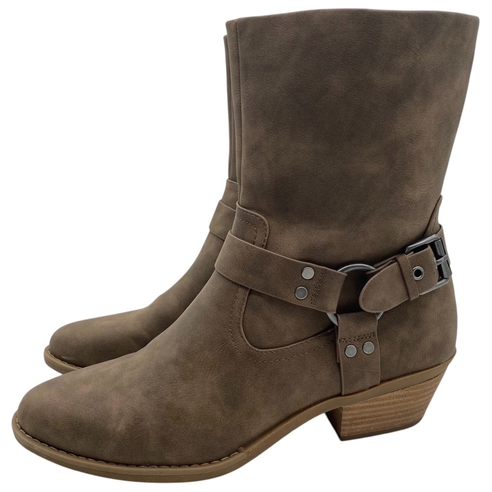 DV by Dolce Vita Womens Shoes Daring Boots Sz 9.5 Brown Mid-Calf Heeled Harness